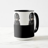 Biker Cat, Katze mit Motorradkleidung und Helm マグカップ (正面右)