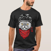 Biker Cat  Motorcycle Chopper Biker Motorbike Tシャツ (正面)