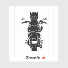Biker Cat on Motorcycle Sticker — Cool Pet Decal シール