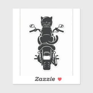 Biker Cat on Motorcycle Sticker — Cool Pet Decal シール