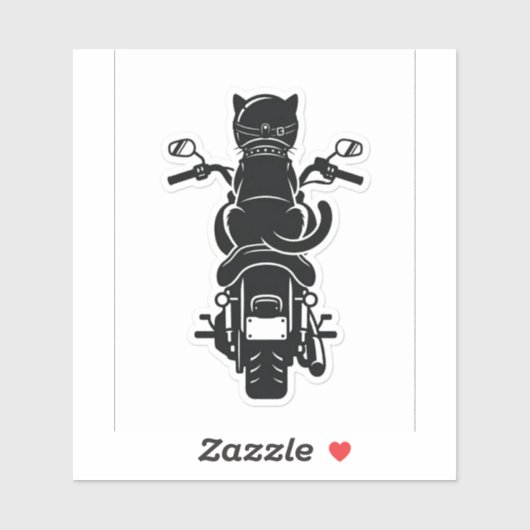 Biker Cat on Motorcycle Sticker — Cool Pet Decal シール (シート)