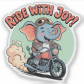 Biker Elephant Tattoo Motorcycle Funny シール (正面)