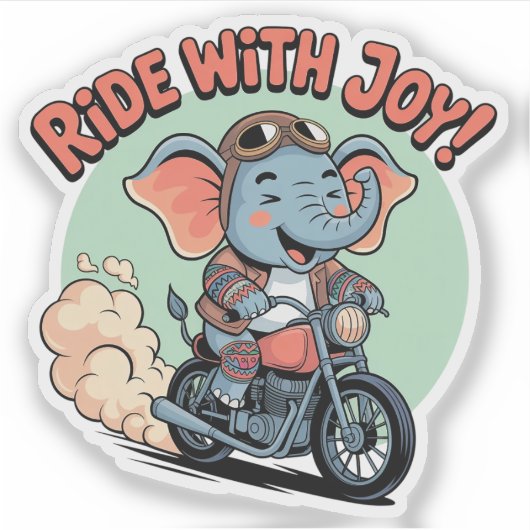 Biker Elephant Tattoo Motorcycle Funny シール (正面)