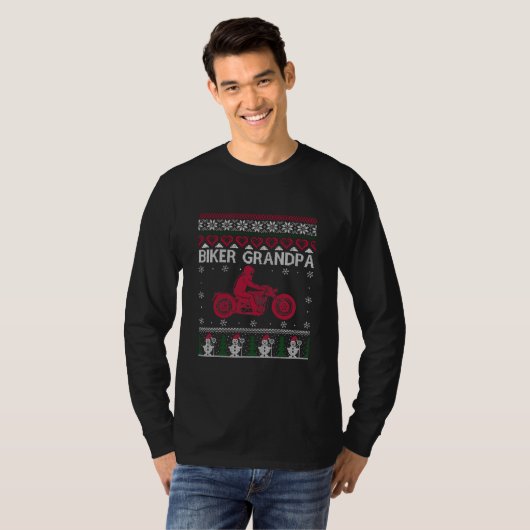 Biker Grandpa Motorcycle Ugly Christmas Sweater  Tシャツ (正面フル)