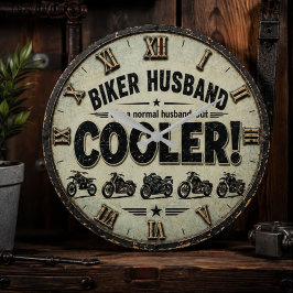Biker Husband Gift Funny Motorcycle Lover Gift ラージ壁時計