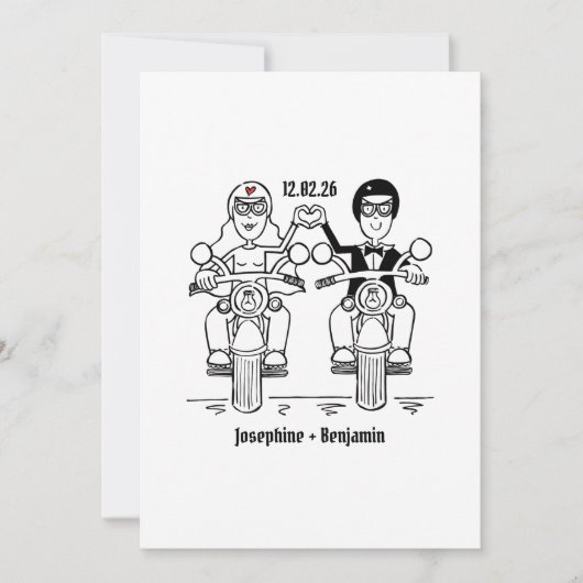 Biker Motorcycle Wedding 招待状 (正面)