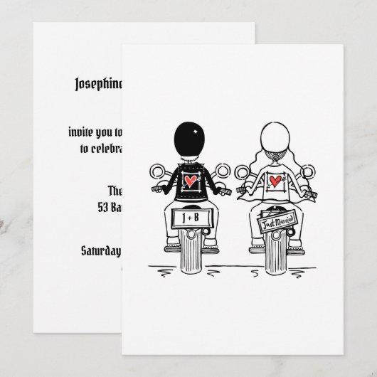 Biker Motorcycle Wedding Evening Reception 招待状 (正面/裏面)