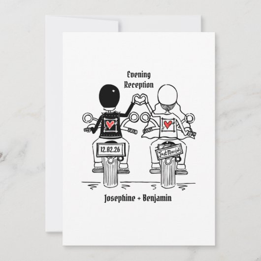 Biker Motorcycle Wedding Evening Reception 招待状 (正面)