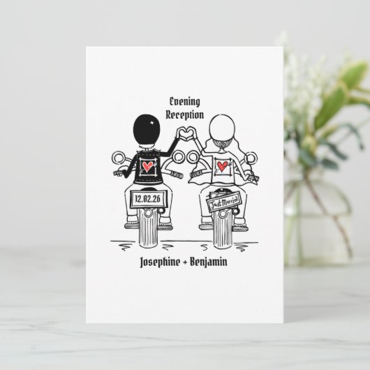Biker Motorcycle Wedding Evening Reception 招待状 (スタンド正面)