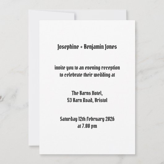 Biker Motorcycle Wedding Evening Reception 招待状 (裏面)