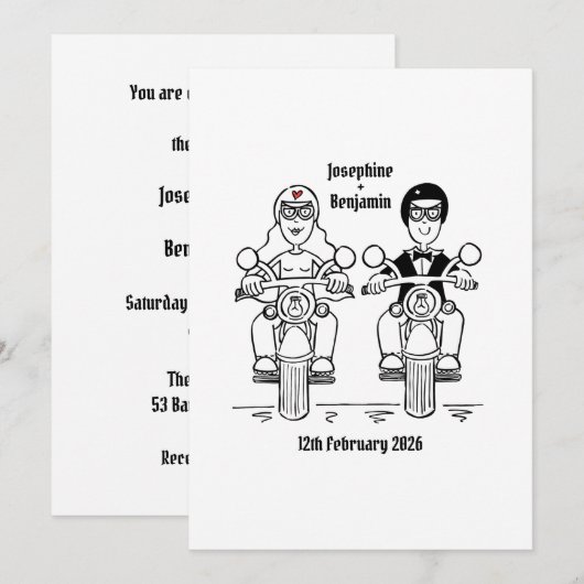 Biker Motorcycle Wedding Invitation 招待状 (正面/裏面)