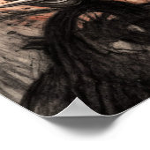 Biker Races Steam Train Desert Sunset Charcoal Art ポスター (角)