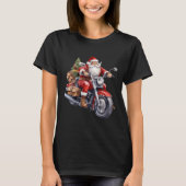Biker Santa Claus On Motorcycle Fun Christmas Biki Tシャツ (正面)