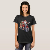 Biker Santa Claus On Motorcycle Fun Christmas Biki Tシャツ (正面フル)