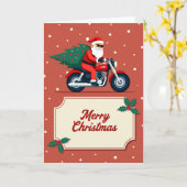 Biker Santa Motorcycle Merry Christmas Card カード (黄色い花)