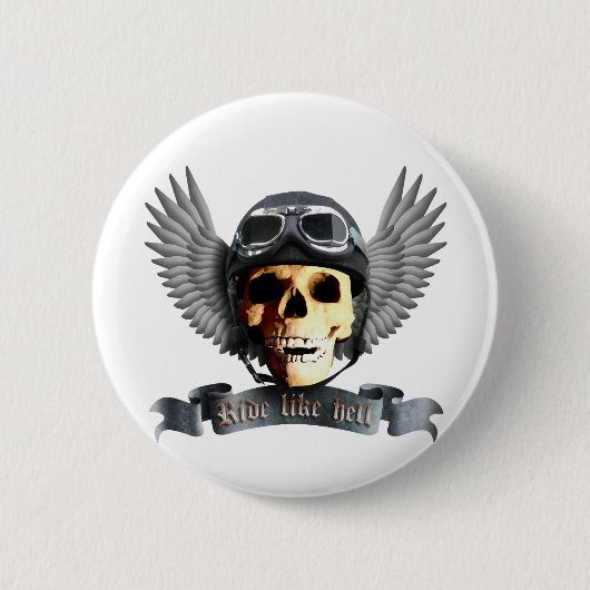 Biker Skull A 缶バッジ (正面)