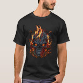 Biker Skull Flames Fire Graphic Grunge Bikercore A Tシャツ (正面)