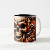 ​Biker Skull Ride to Live Live to Ride Fiery Graph ツートーンマグカップ (正面右)