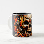​Biker Skull Ride to Live Live to Ride Fiery Graph ツートーンマグカップ (正面左)