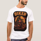 Biker stilvolle Motorradfahrer Illustration Tシャツ (正面)