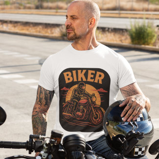 Biker stilvolle Motorradfahrer Illustration Tシャツ