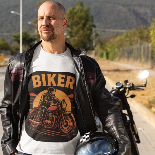 Biker stilvolle Motorradfahrer Illustration Tシャツ