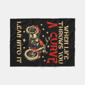 Biker When Life Throws You A Curve Motorcycle Men  フリースブランケット (正面(横))