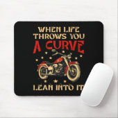 Biker When Life Throws You A Curve Motorcycle Men  マウスパッド (マウス)