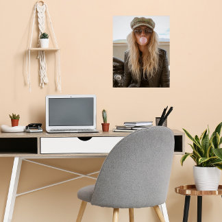 Biker Woman Pink Bubble Gum Bubble Stylish ポスター