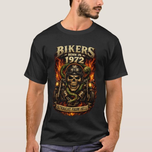 Bikers Born In 1972 Straight From Hell T-Shirt Tシャツ (正面)