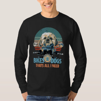Bikes & Dogs  Cute Shih Tzu Puppy Driving Motorcyc Tシャツ