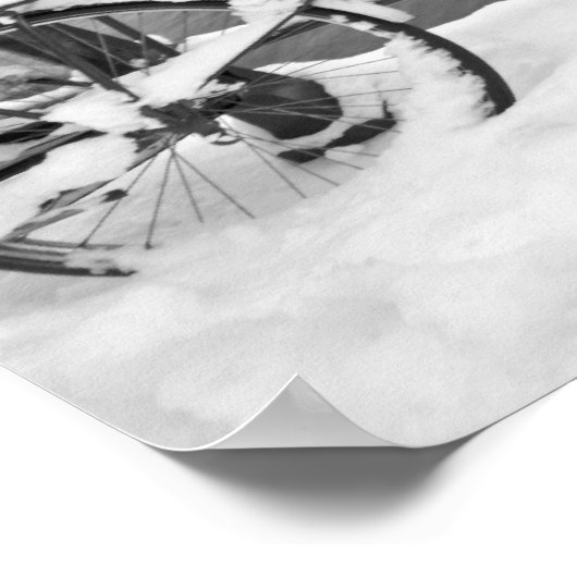 Bikes in the snow in Amsterdam the Netherlands ポスター (角)