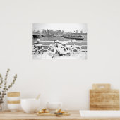 Bikes in the snow in Amsterdam the Netherlands ポスター (キッチン)