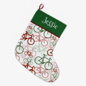 Bikes Personalized Christmas Stocking ラージクリスマスストッキング (正面 (吊り時))