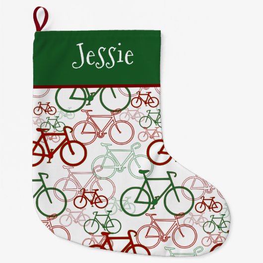 Bikes Personalized Christmas Stocking ラージクリスマスストッキング (正面)