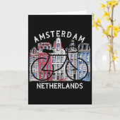 Biking Amsterdam Netherlands Graphic  カード (黄色い花)