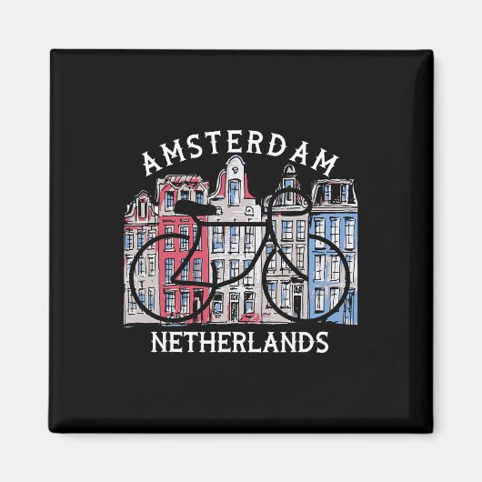 Biking Amsterdam Netherlands Graphic  マグネット (正面)