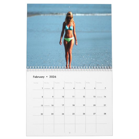 Bikini Girls 2026 カレンダー (2月 2026)