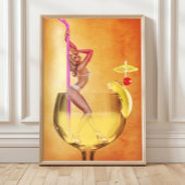 Bikini Woman Inside Cocktail Glass Wall Art, Retro ポスター