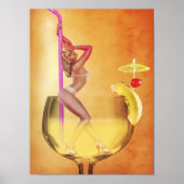 Bikini Woman Inside Cocktail Glass Wall Art, Retro ポスター (正面)