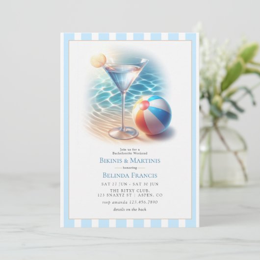 Bikinis and Martinis Bachelorette Weekend 招待状 (スタンド正面)