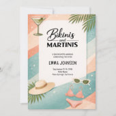 Bikinis and Martinis Beach Bachelorette Weekend 招待状 (正面)
