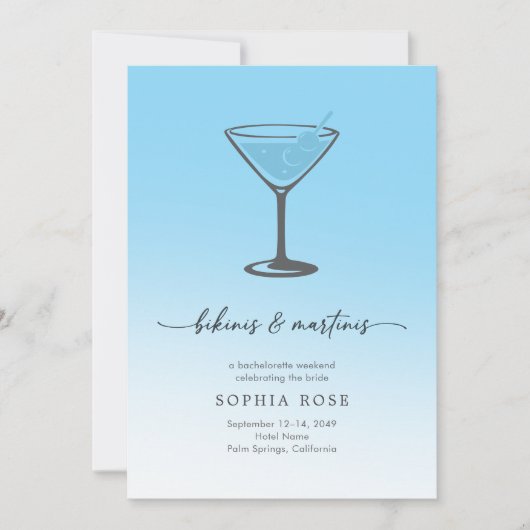 Bikinis and Martinis Tropical Bachelorette Weekend 招待状 (正面)