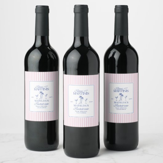 Bikinis & Martinis Bachelorette Wine Bottle Label ワインラベル (ボトル)
