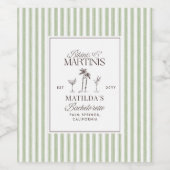 Bikinis & Martinis Bachelorette Wine Bottle Label  ワインラベル (シングルラベル)