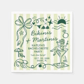 Bikinis & Martinis Beach Bachelorette Party Custom スタンダードカクテルナプキン (正面)