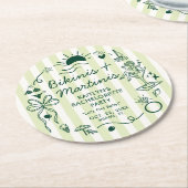 Bikinis & Martinis Beach Bachelorette Party Custom ラウンドペーパーコースター (アングル)