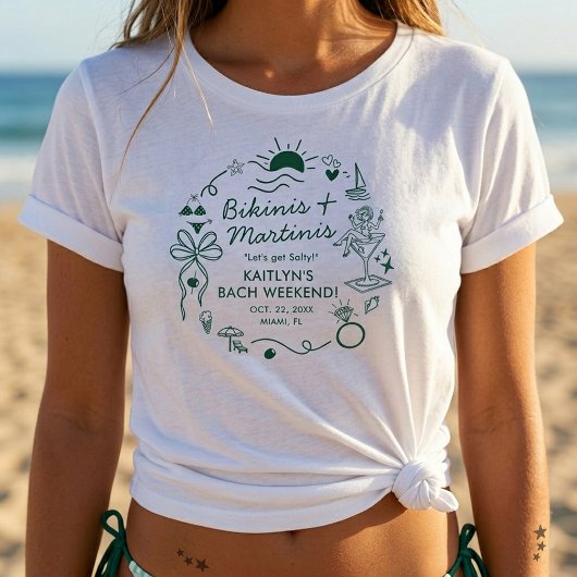 Bikinis & Martinis Beach Bachelorette Party Custom Tシャツ