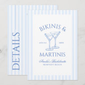 Bikinis & Martinis Green Bachelorette Weekend Invi 招待状 (正面/裏面)