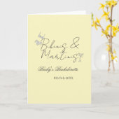 Bikins & Martinis bachelorette party yellow retro カード (黄色い花)